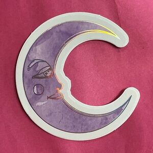 Purple Moon with Face Vinyl Sticker Decor